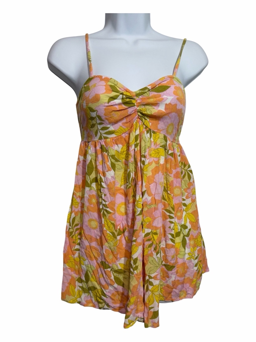 Billabong Tropical Floral Sundress Romper Pink Orange Size XS Summer Boho Beach